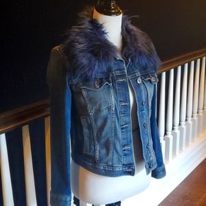 Vince Camuto Jean Jacket w/Faux Fur Collar